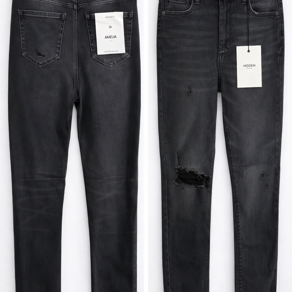Hidden Black Skinny Jeans | Distressed | Size 26 | NWT